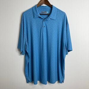 Roundtree & Yorke Performance Men’s 2XB Blue White Print Short Sleeve Polo Shirt